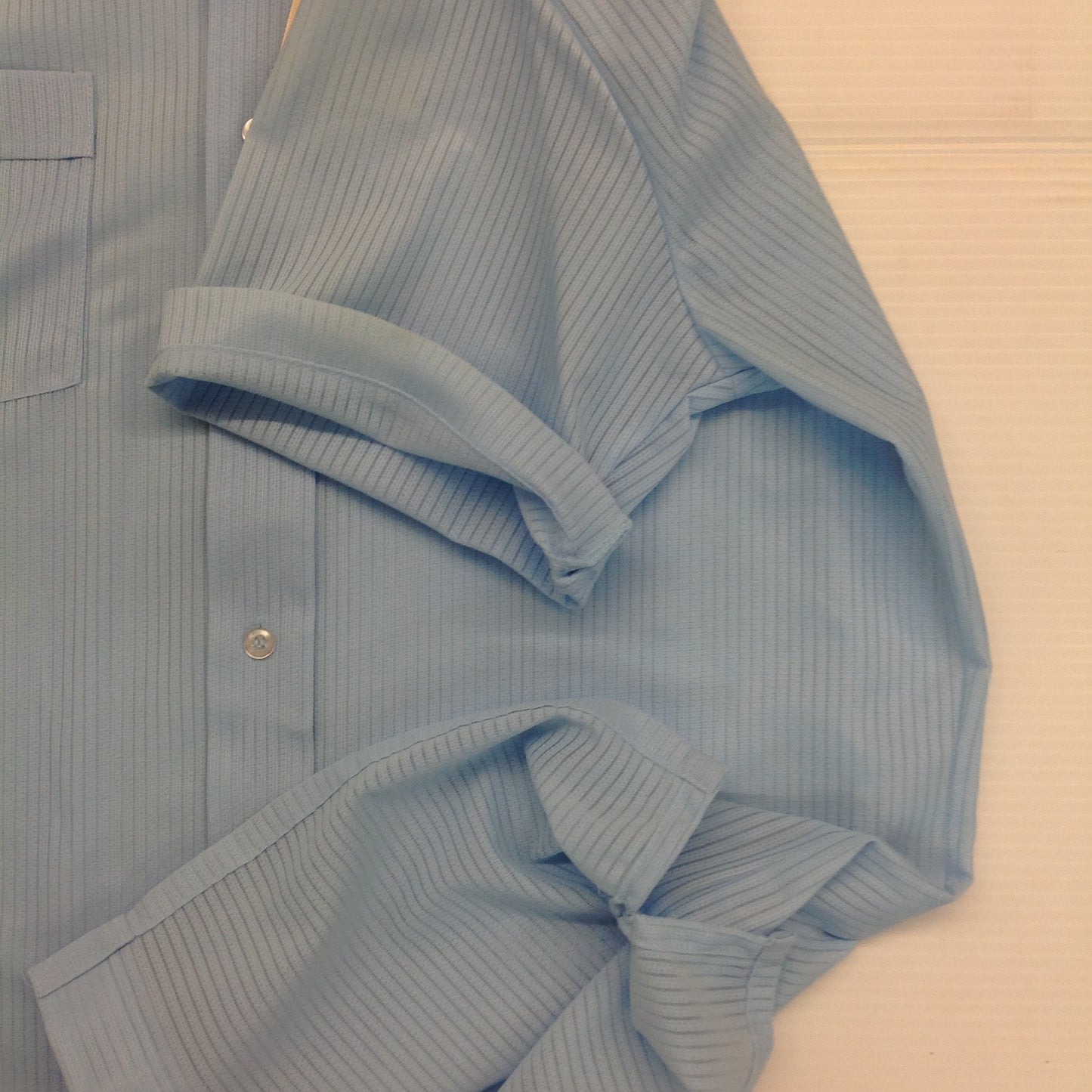 Vintage 1980's Lounge Shirt Baby Blue Idletime Short Sleeve Dress Shirt Medium New With Tags