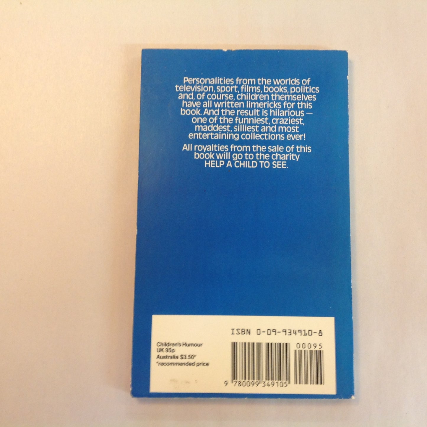 Vintage 1984 Mass Market Paperback The Boy Who Forgot to Grow Down and Other Limericks Tom Baker First
