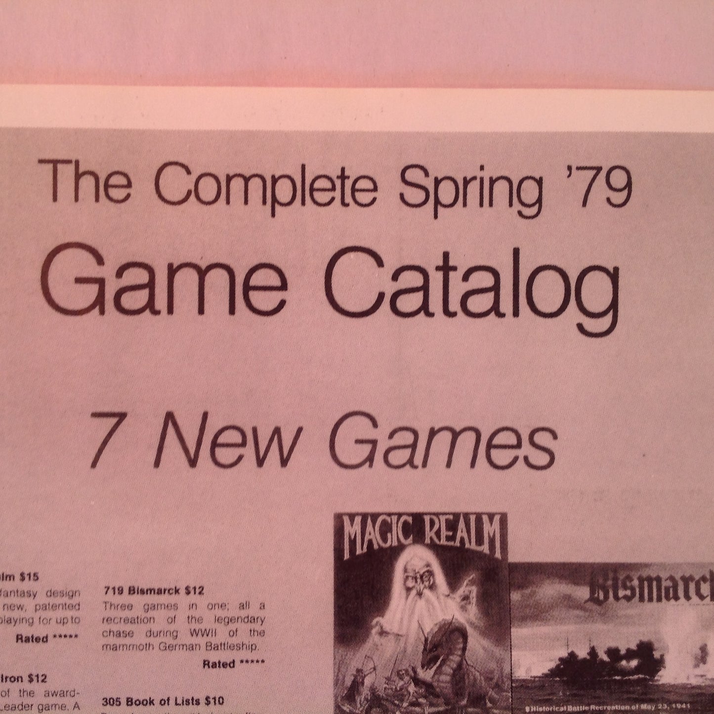 Vintage 1979 The Complete Spring '79 Game Catalog Avalon Hill Game Co Info Sheet MD
