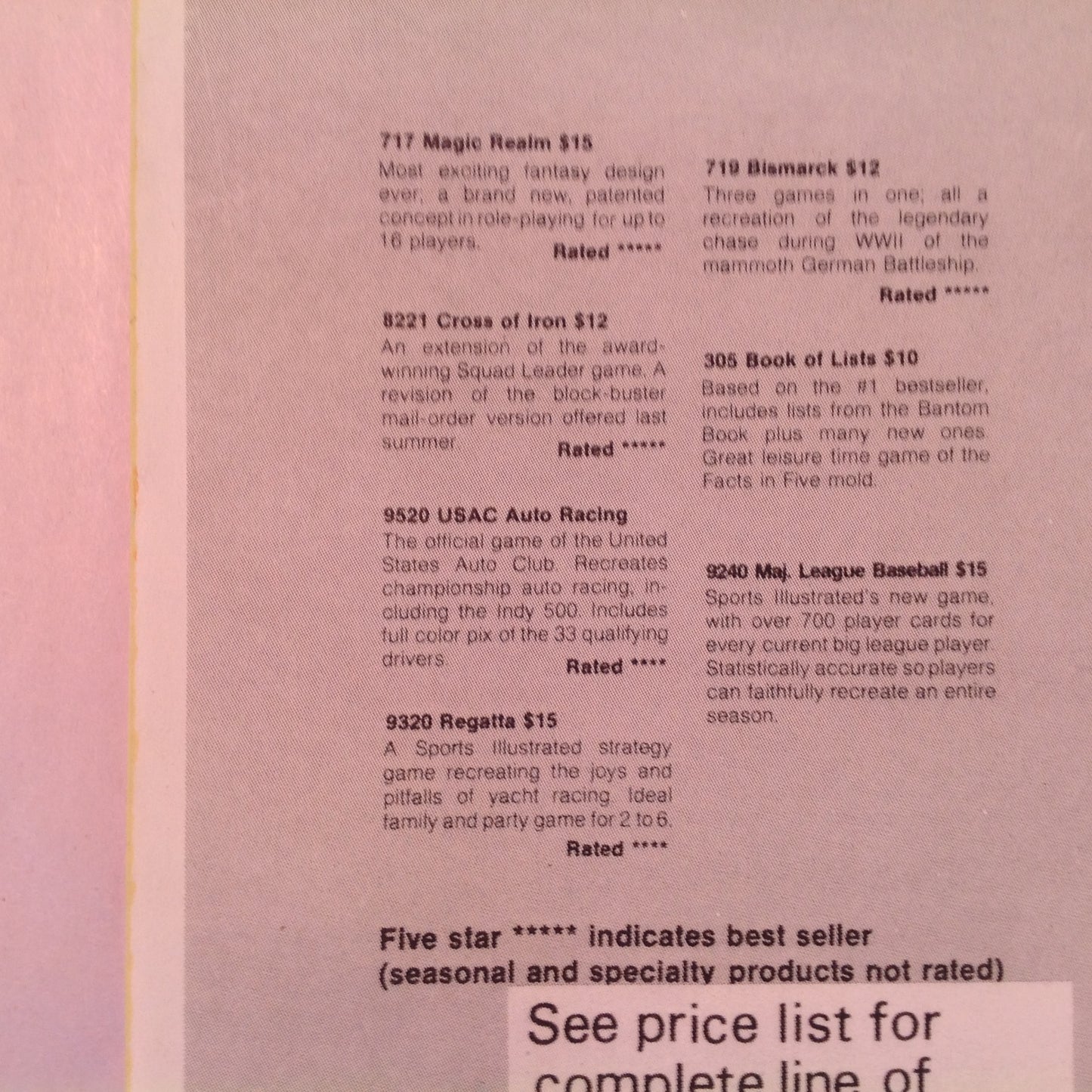 Vintage 1979 The Complete Spring '79 Game Catalog Avalon Hill Game Co Info Sheet MD