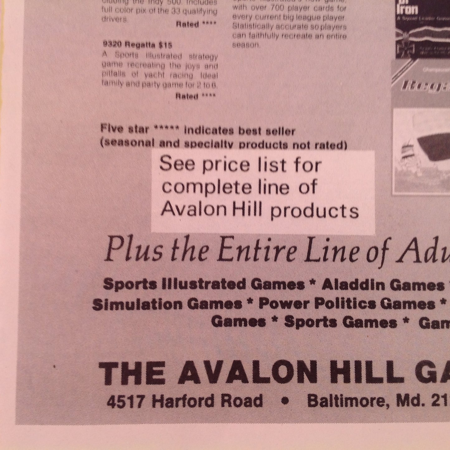 Vintage 1979 The Complete Spring '79 Game Catalog Avalon Hill Game Co Info Sheet MD