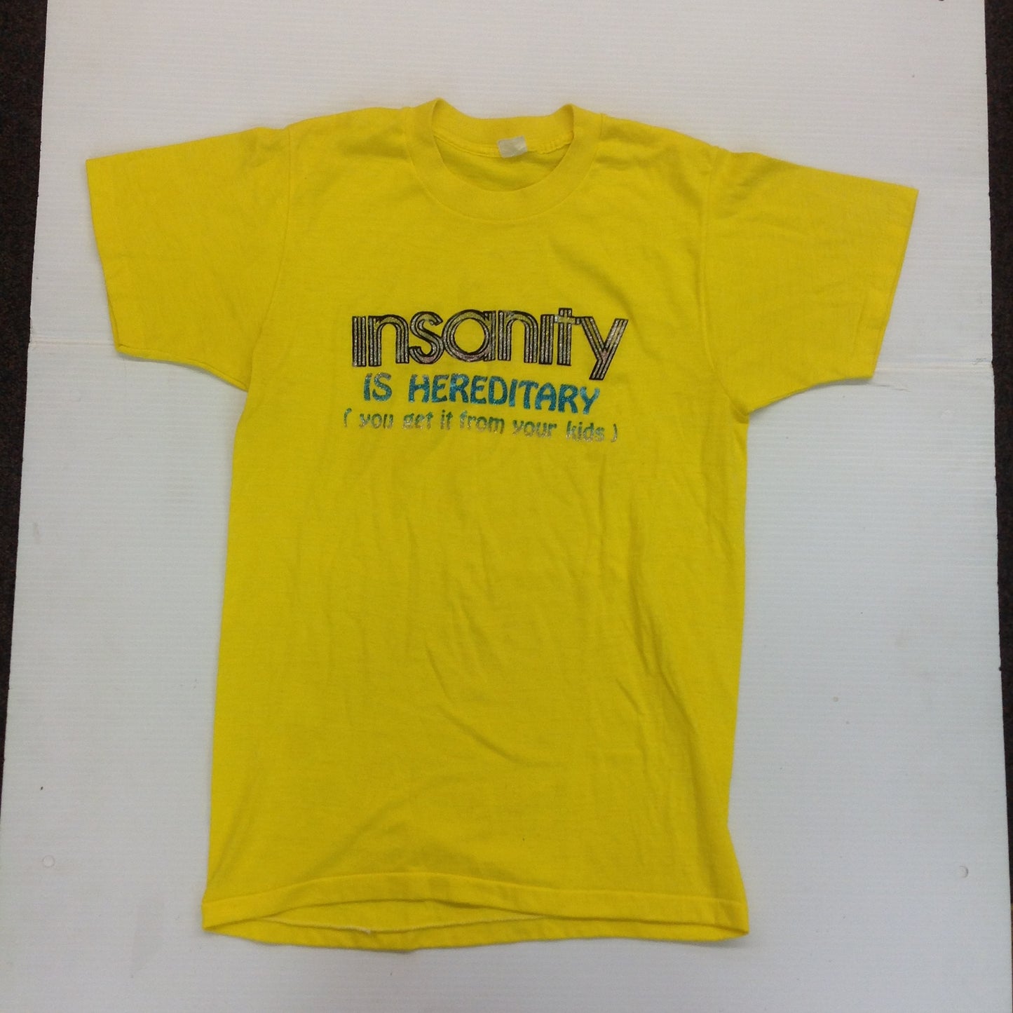 Vintage 1978 Medium Single-Stitch Roach Iron-On T-Shirt Insanity is Hereditary (You Get It from Your Kids)