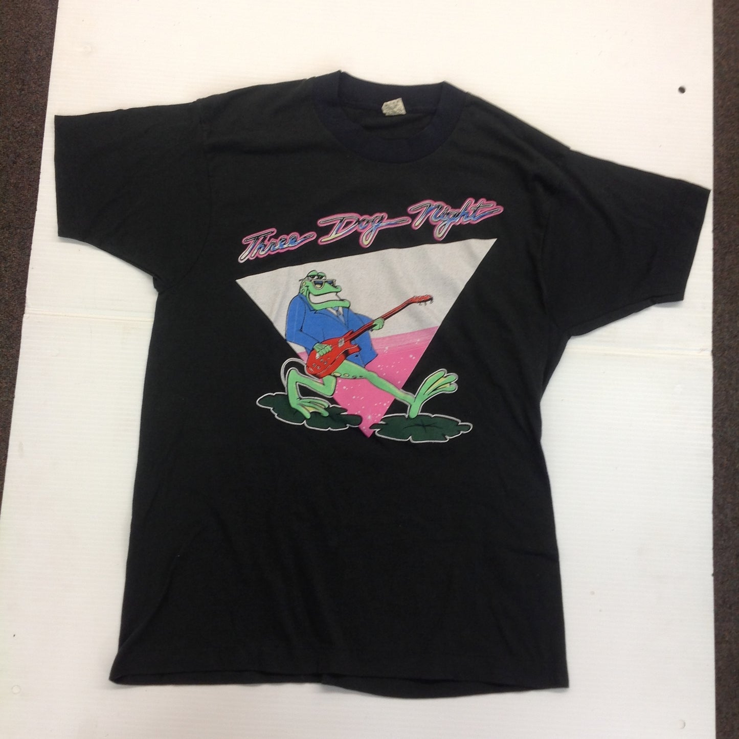 Vintage 1980'as Three Dog Night Joy to the World Concert Tour Shirt Black Large Single-Stitch
