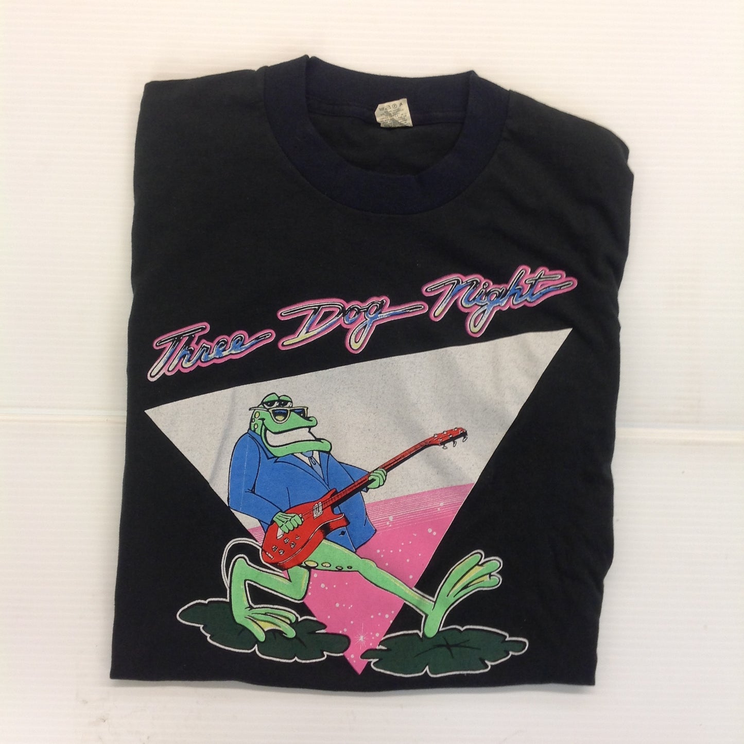 Vintage 1980'as Three Dog Night Joy to the World Concert Tour Shirt Black Large Single-Stitch