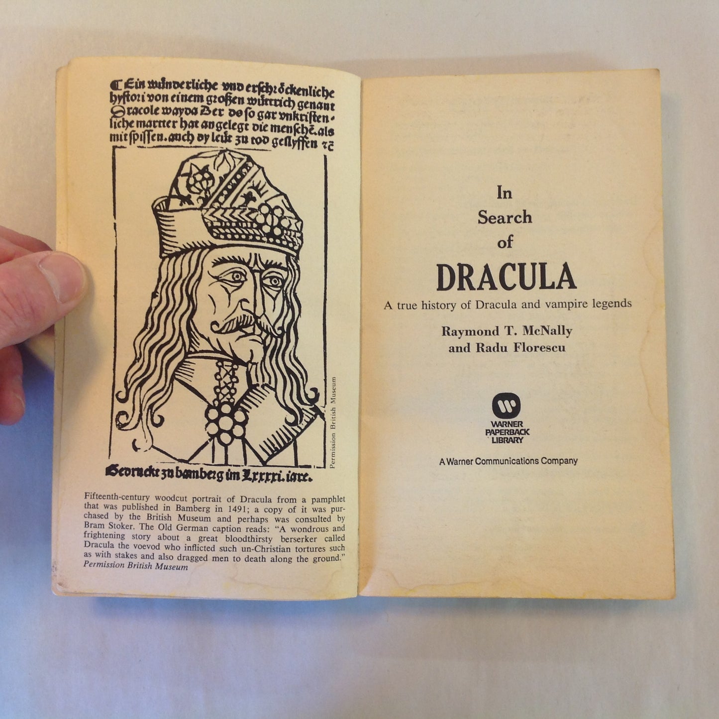 Vintage 1973 Mass Market Paperback In Search of Dracula: A True History of Dracula and Vampire Legends Raymond T. McNally Radu Florescu