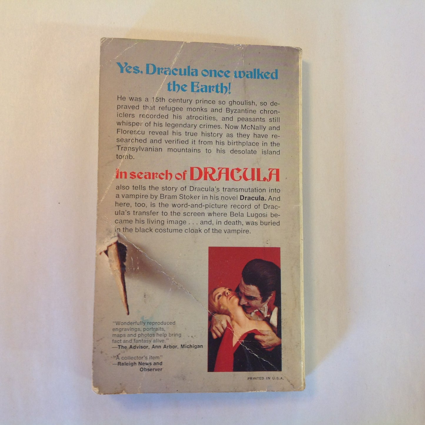 Vintage 1973 Mass Market Paperback In Search of Dracula: A True History of Dracula and Vampire Legends Raymond T. McNally Radu Florescu