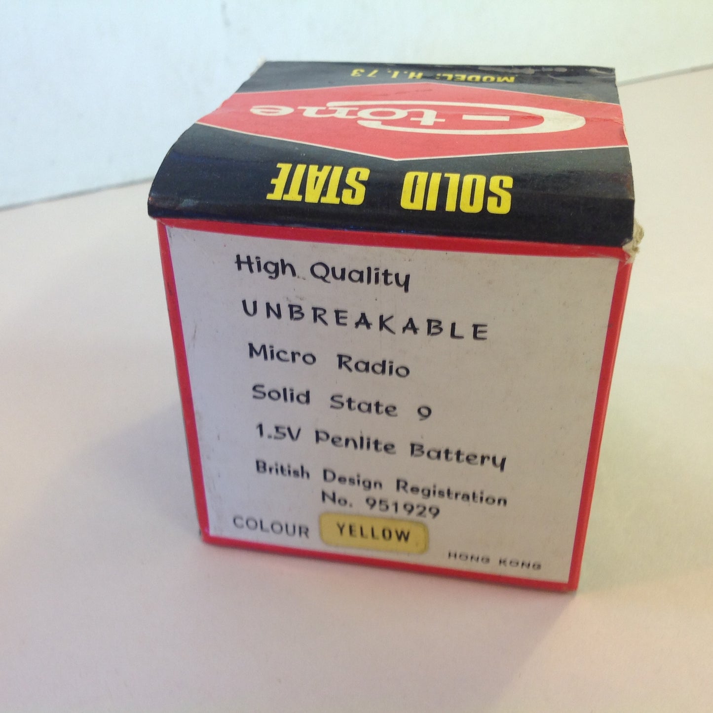 Vintage Solid State C-Tone Model H.I. 73 High Quality Unbreakable Micro Radio Yellow Globe w/Chain and Box Hong Kong