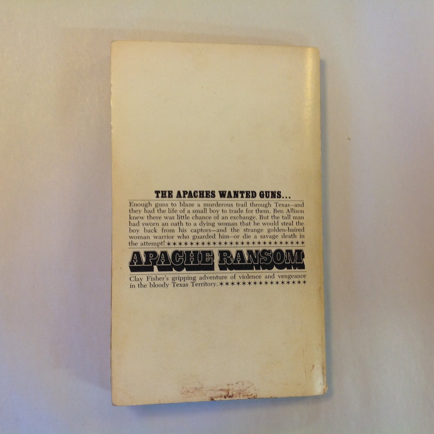 Vintage 1974 Mass Market Paperback Apache Ransom Clay Fisher (Will Henry)