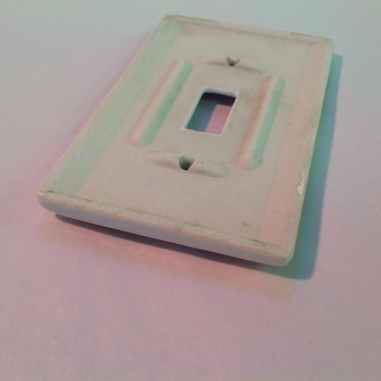 Vintage Lenape American Ceramics Ceramic Switchplate White Gold Filigree Hudson's Detroit