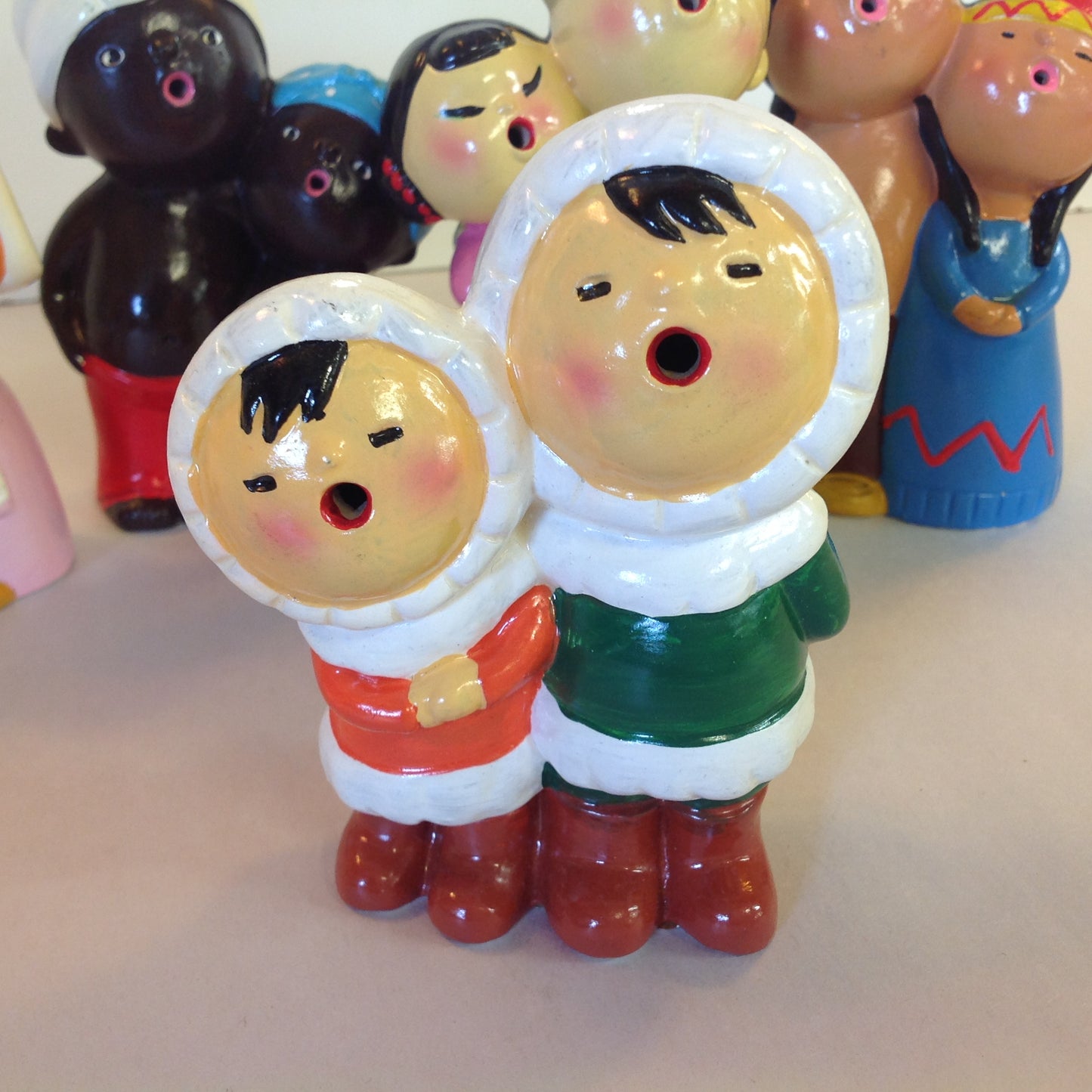Vintage 1960's World Gift 6Pc Set World Carolers International Choir Figures Hand Painted Japan