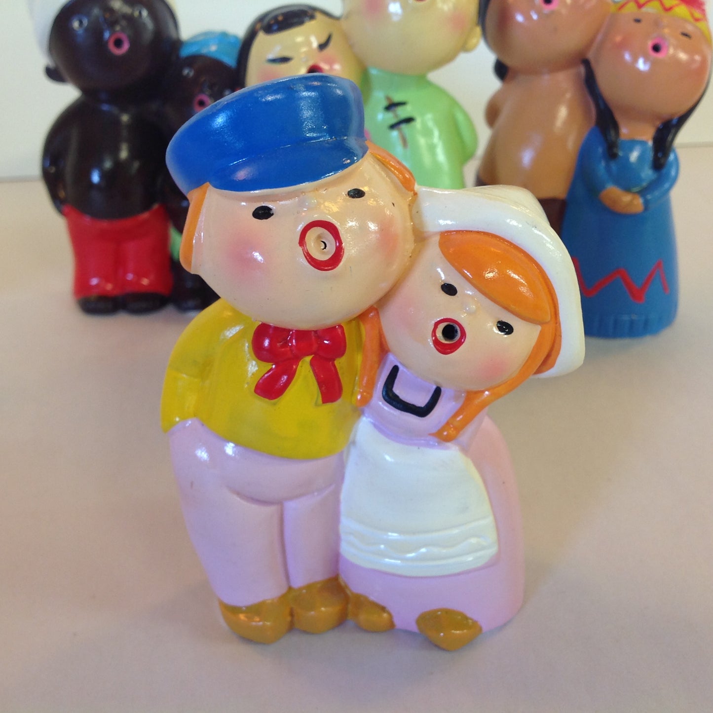 Vintage 1960's World Gift 6Pc Set World Carolers International Choir Figures Hand Painted Japan