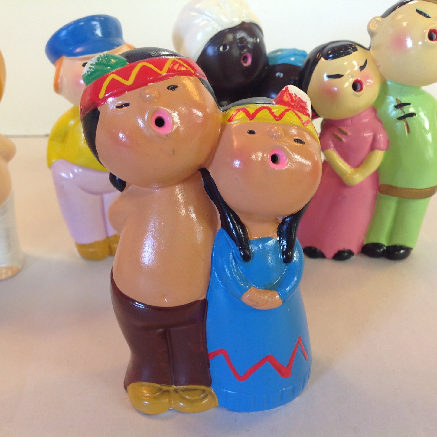 Vintage 1960's World Gift 6Pc Set World Carolers International Choir Figures Hand Painted Japan