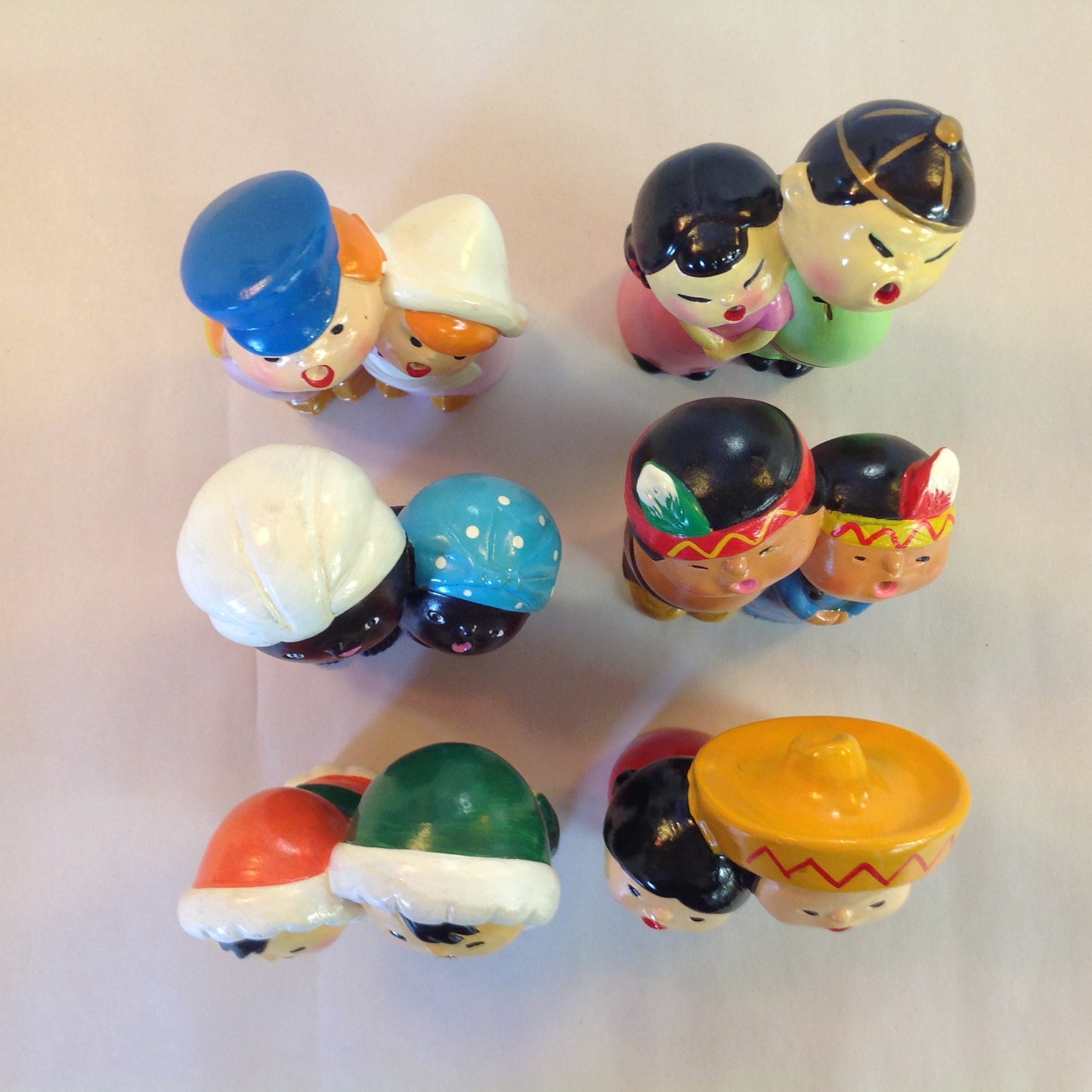 Vintage 1960's World Gift 6Pc Set World Carolers International Choir Figures Hand Painted Japan