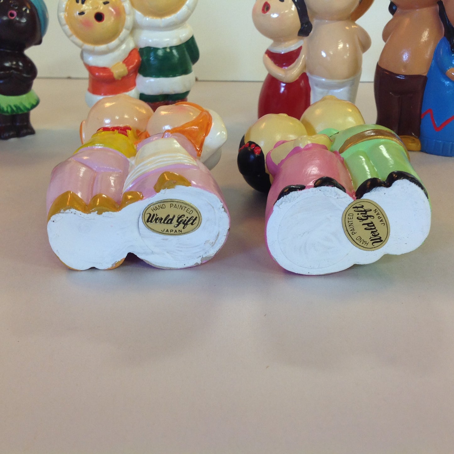 Vintage 1960's World Gift 6Pc Set World Carolers International Choir Figures Hand Painted Japan