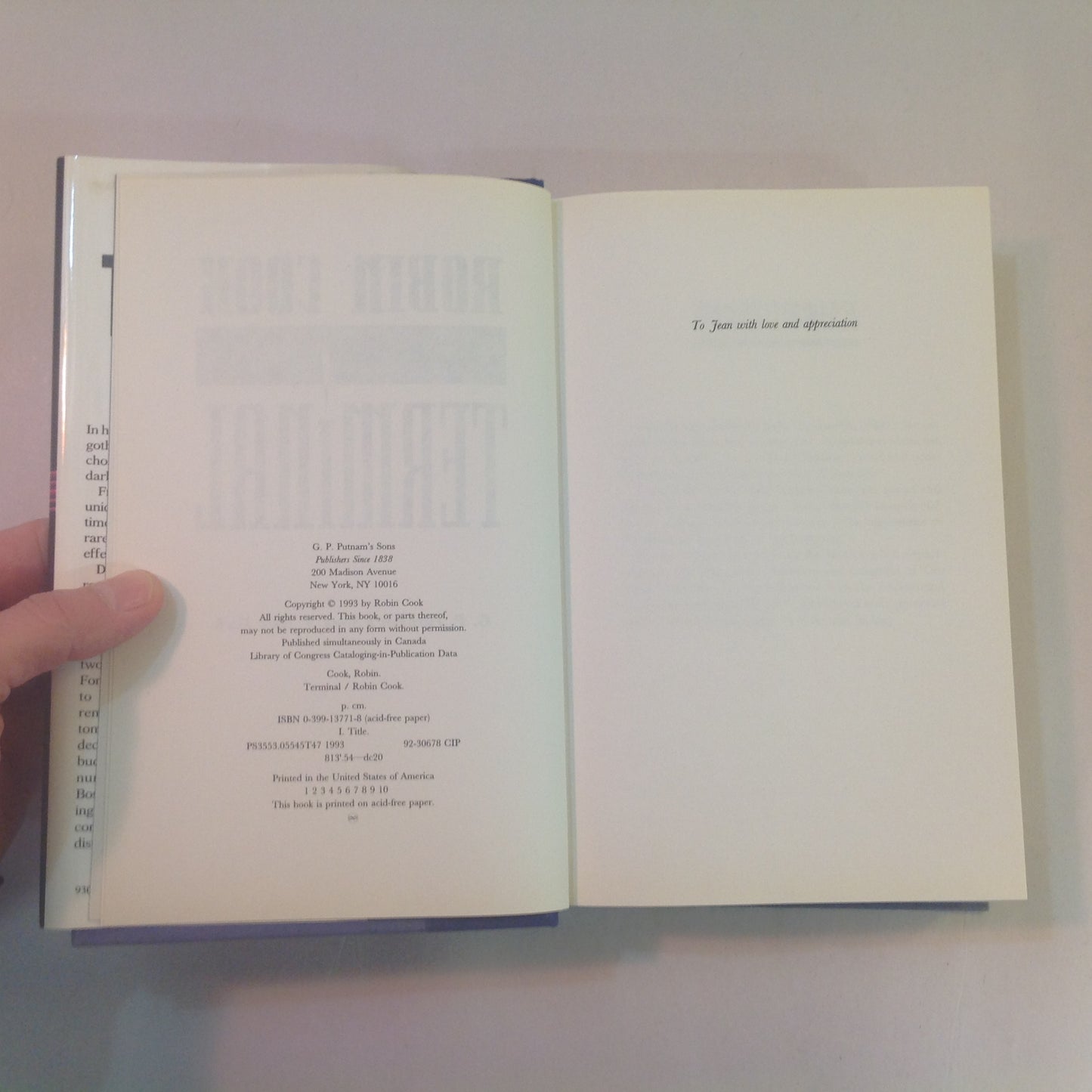 Vintage 1993 HCDJ Terminal Robin Cook First Printing