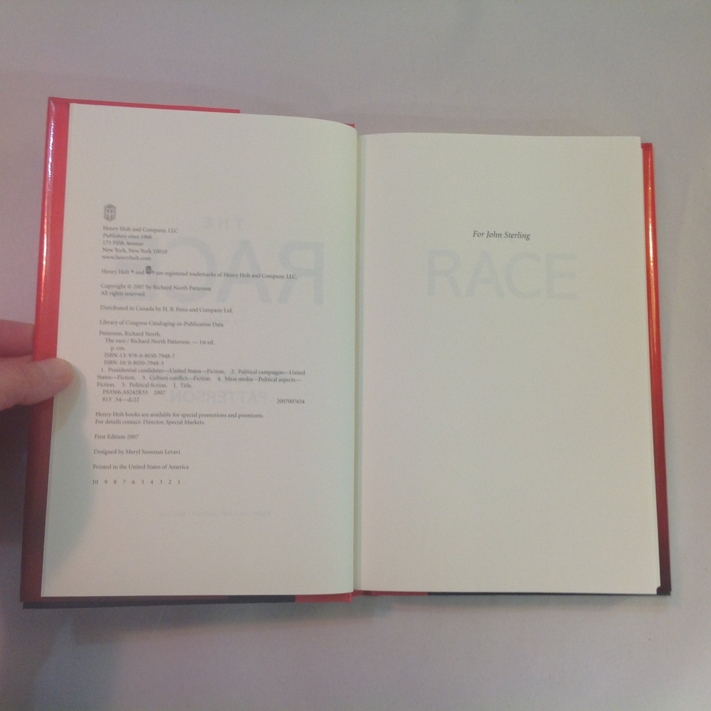 2007 HCDJ The Race Richard North Patterson First Edition
