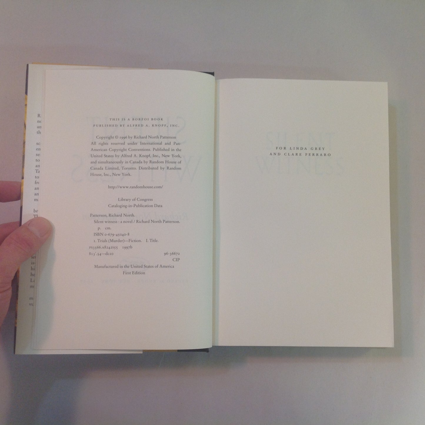 Vintage 1996 HCDJ Silent Witness Richard North Patterson First Edition