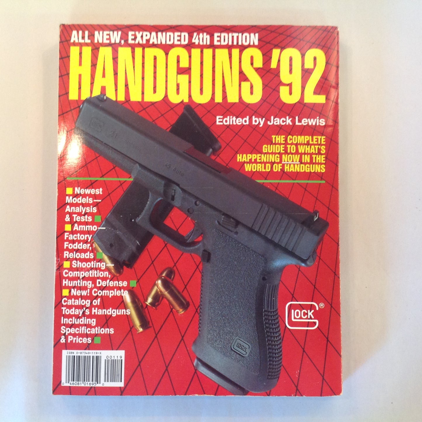 Vintage 1992 Trade Paperback Handguns '92 4th Edition Jack Lewis