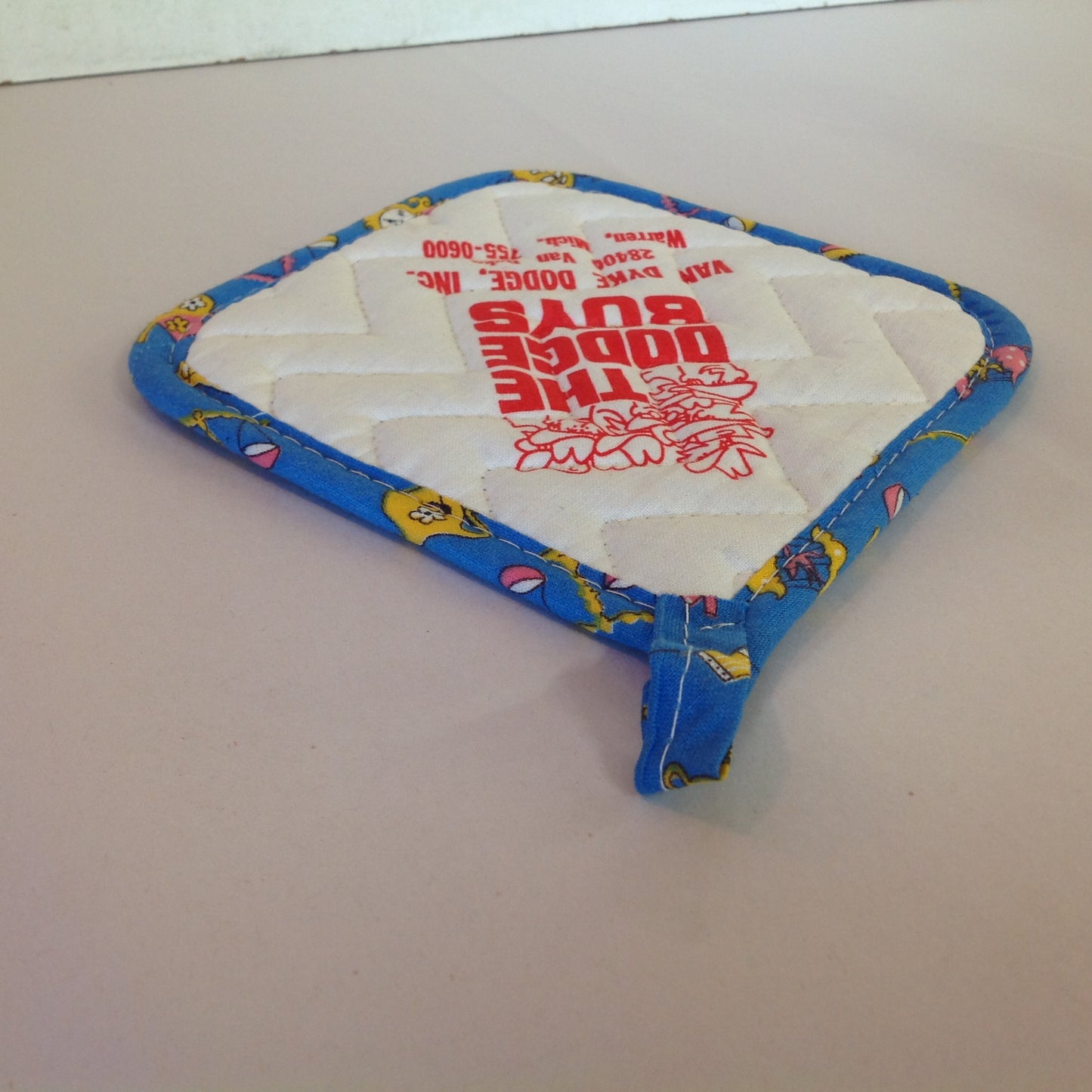 Vintage The Dodge Boys Pot Holder Hot Pad Van Dyke Dodge NOS Unused Blue Detroit MI