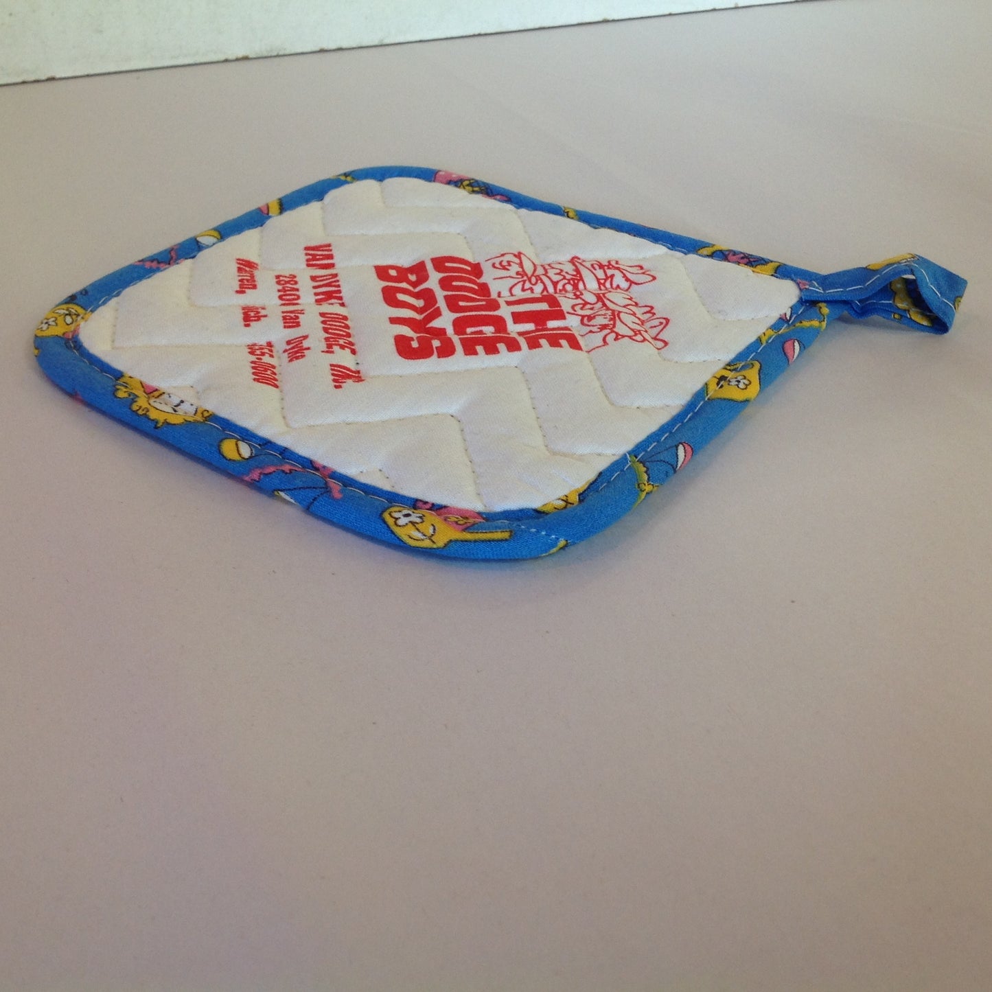 Vintage The Dodge Boys Pot Holder Hot Pad Van Dyke Dodge NOS Unused Blue Detroit MI