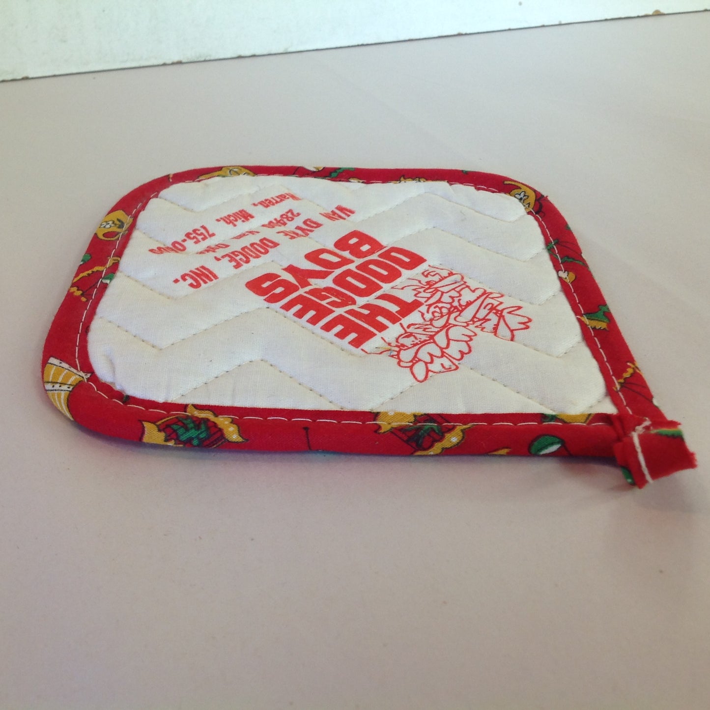 Vtg The Dodge Boys Pot Holder Hot Pad Van Dyke Dodge NOS Unused Red Detroit MI