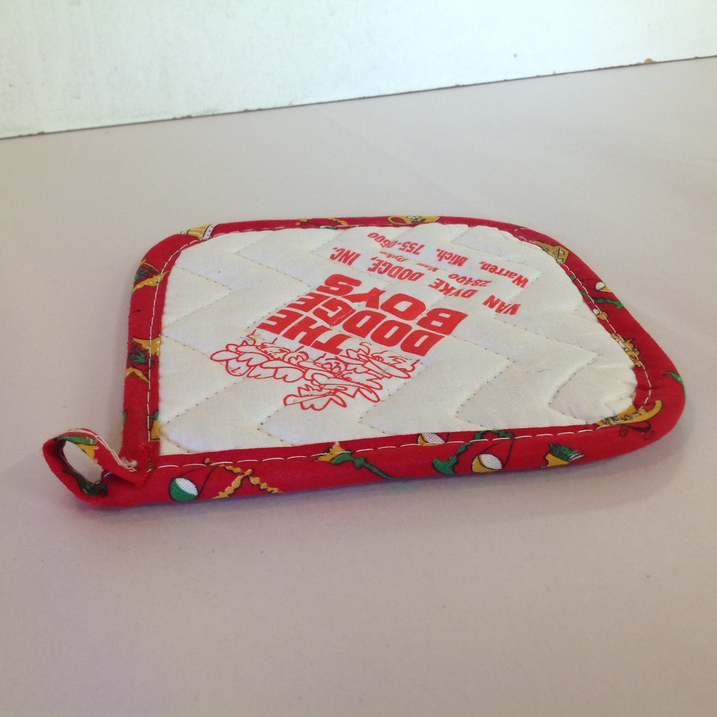 Vtg The Dodge Boys Pot Holder Hot Pad Van Dyke Dodge NOS Unused Red Detroit MI