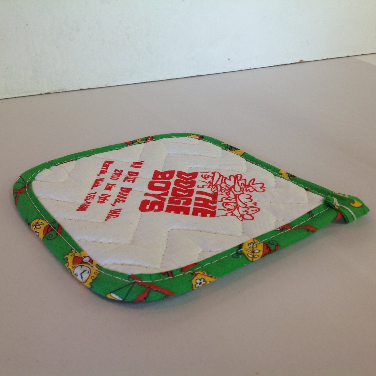 Vtg The Dodge Boys Pot Holder Hot Pad Van Dyke Dodge NOS Unused Green Detroit MI