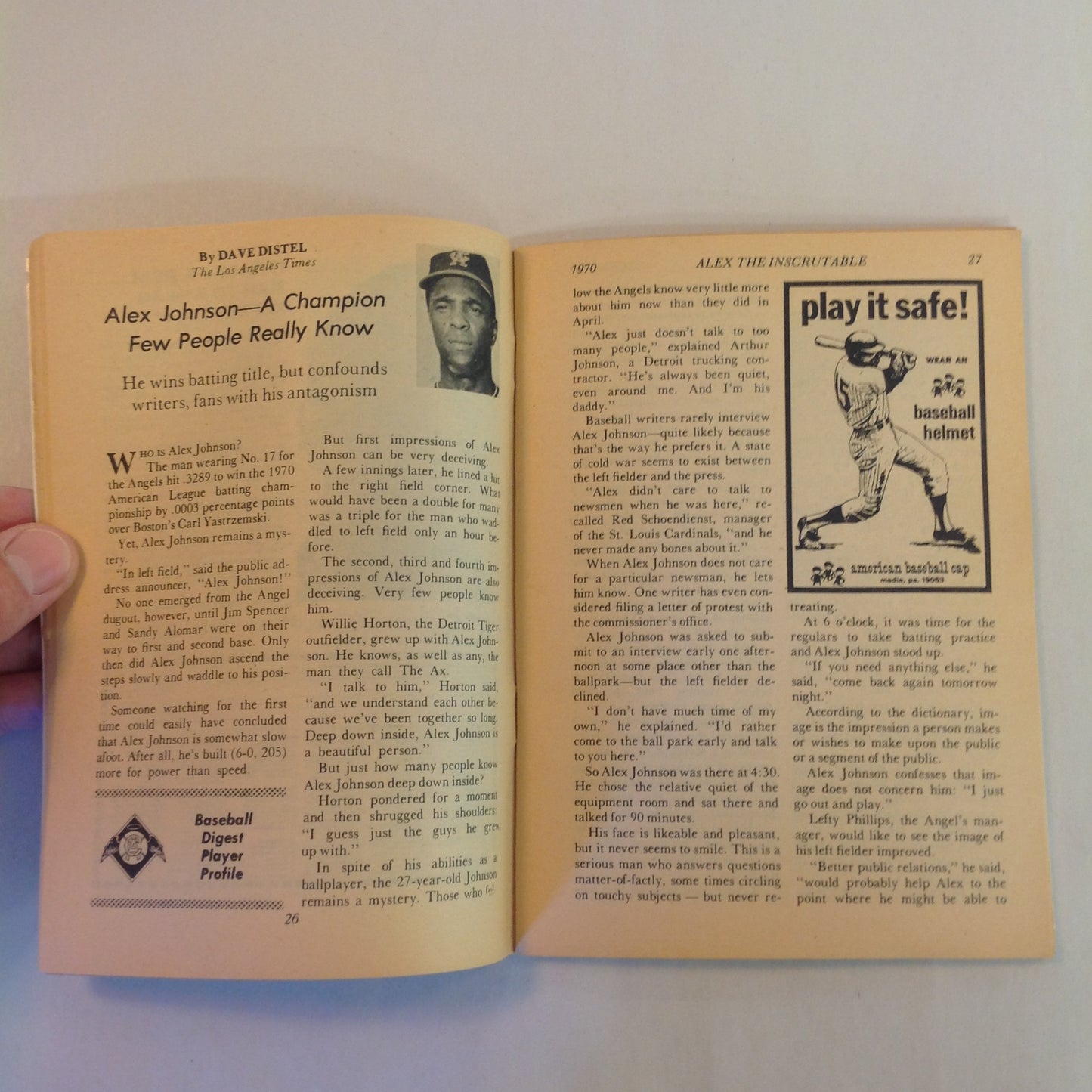 Vintage December 1970 Baseball Digest Magazine Billy Williams: Baseball Digest's Player of the Year