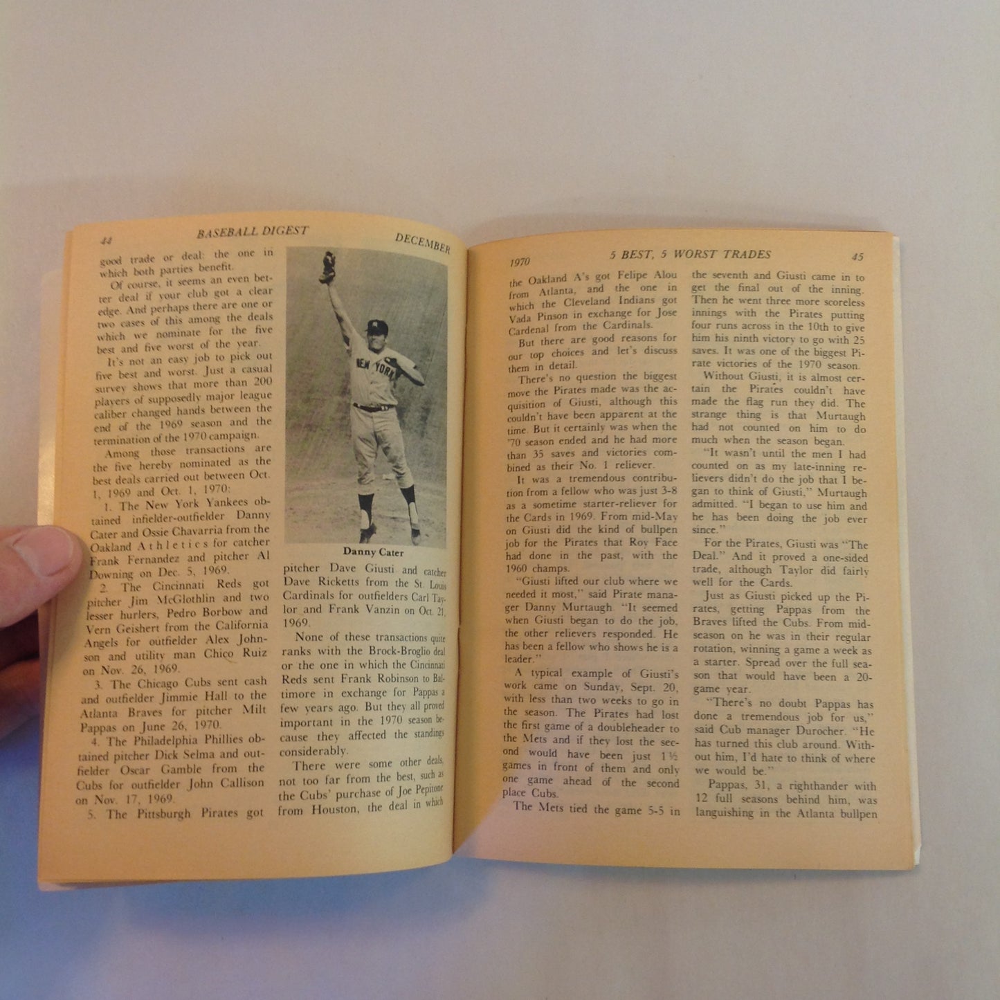 Vintage December 1970 Baseball Digest Magazine Billy Williams: Baseball Digest's Player of the Year