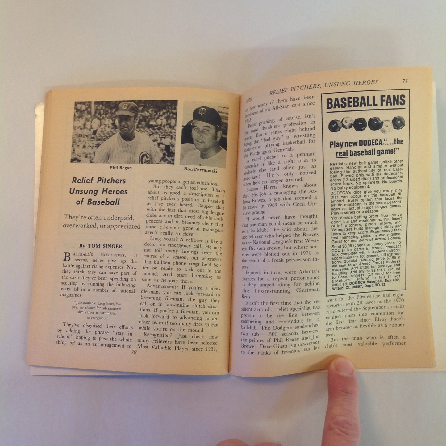 Vintage December 1970 Baseball Digest Magazine Billy Williams: Baseball Digest's Player of the Year
