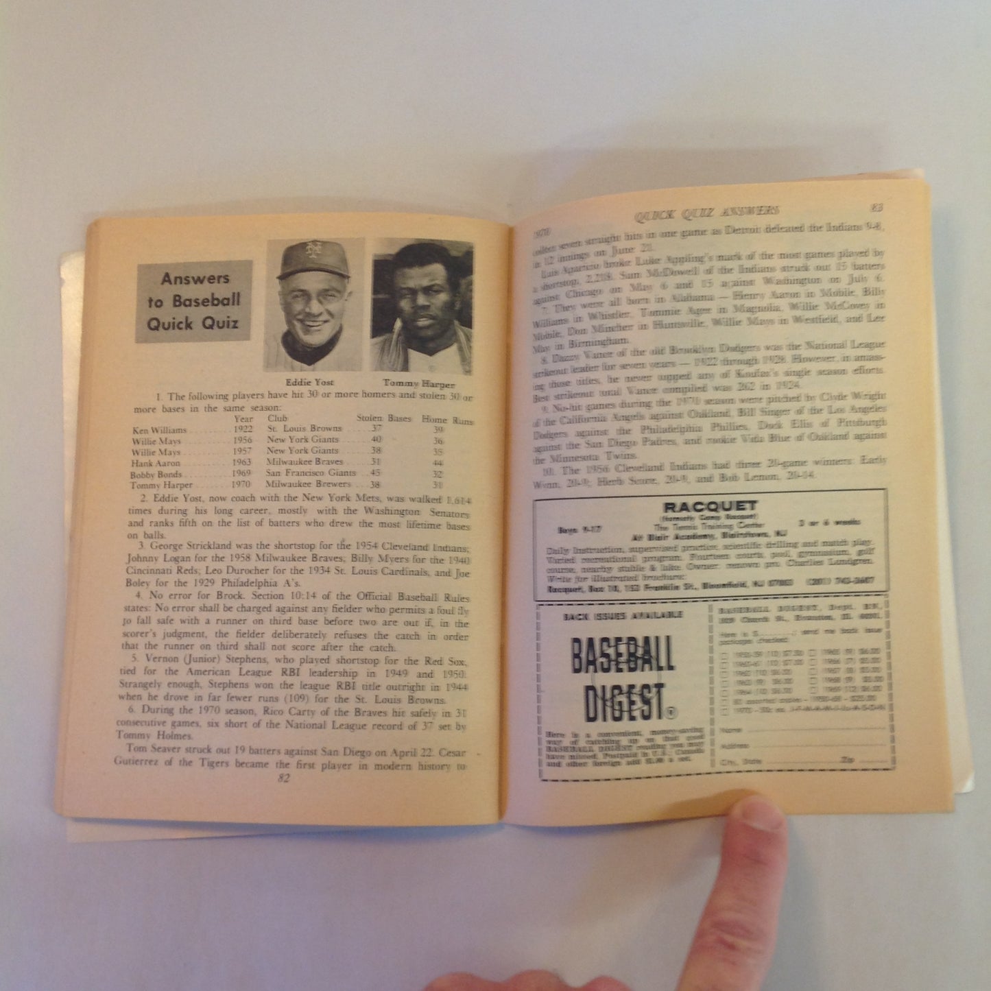 Vintage December 1970 Baseball Digest Magazine Billy Williams: Baseball Digest's Player of the Year