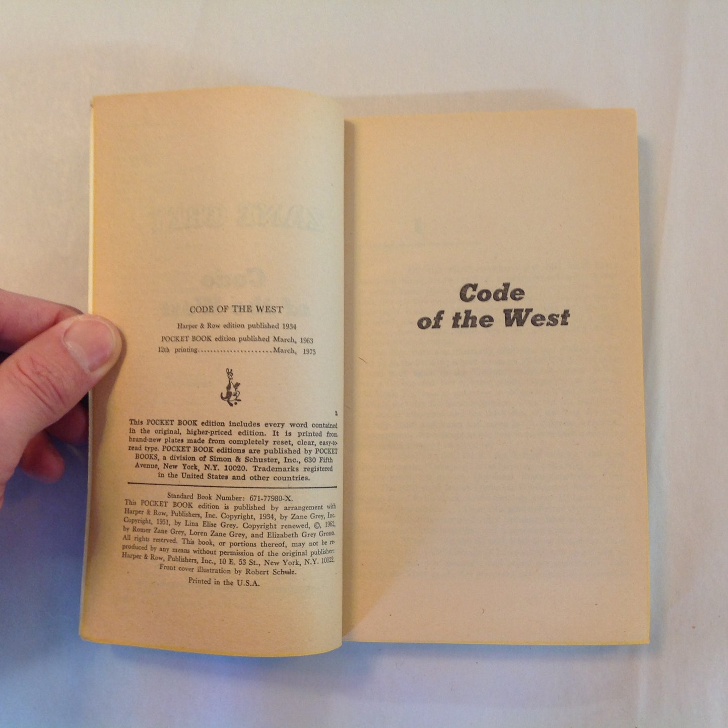 Vintage 1975 Mass Market Paperback Code of the West Zane Grey
