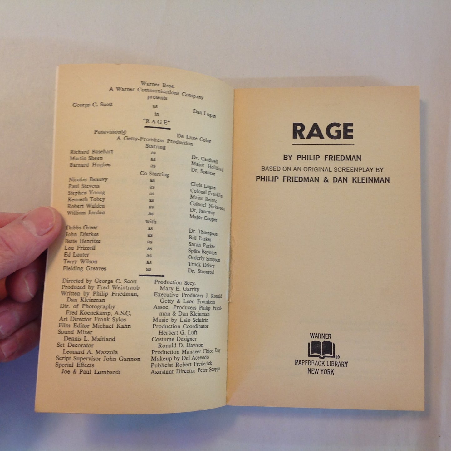 Vintage 1975 Mass Market Paperback RAGE Philip Friedman Movie Novelization