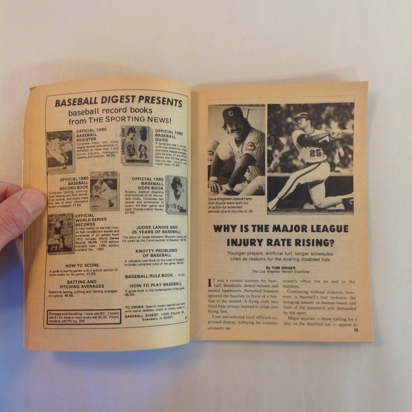 Vintage Nov 1980 Baseball Digest Magazine Joe Charboneau: A New Star Twinkles in Cleveland