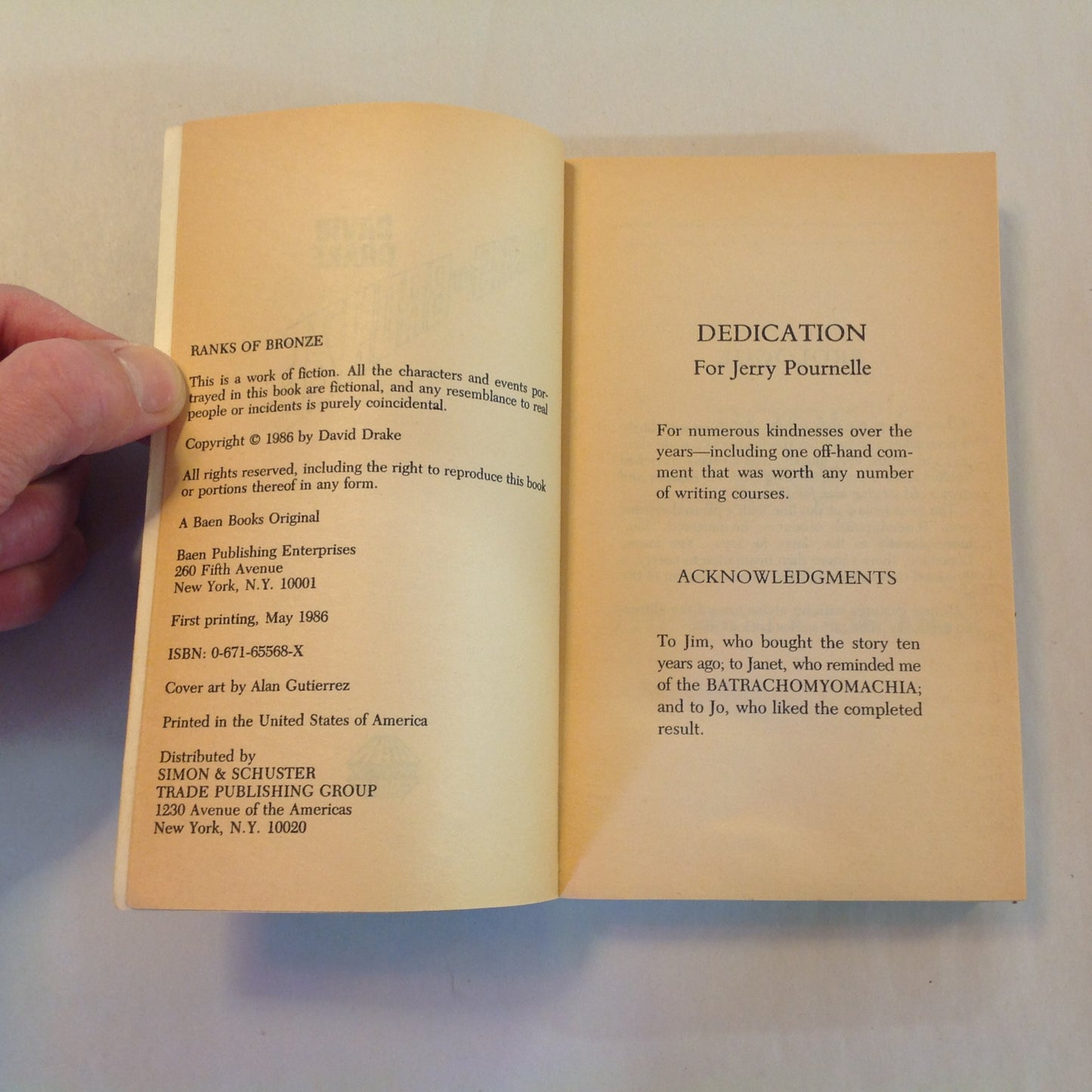 Vintage 1986 Mass Market Paperback Ranks of Bronze David Drake