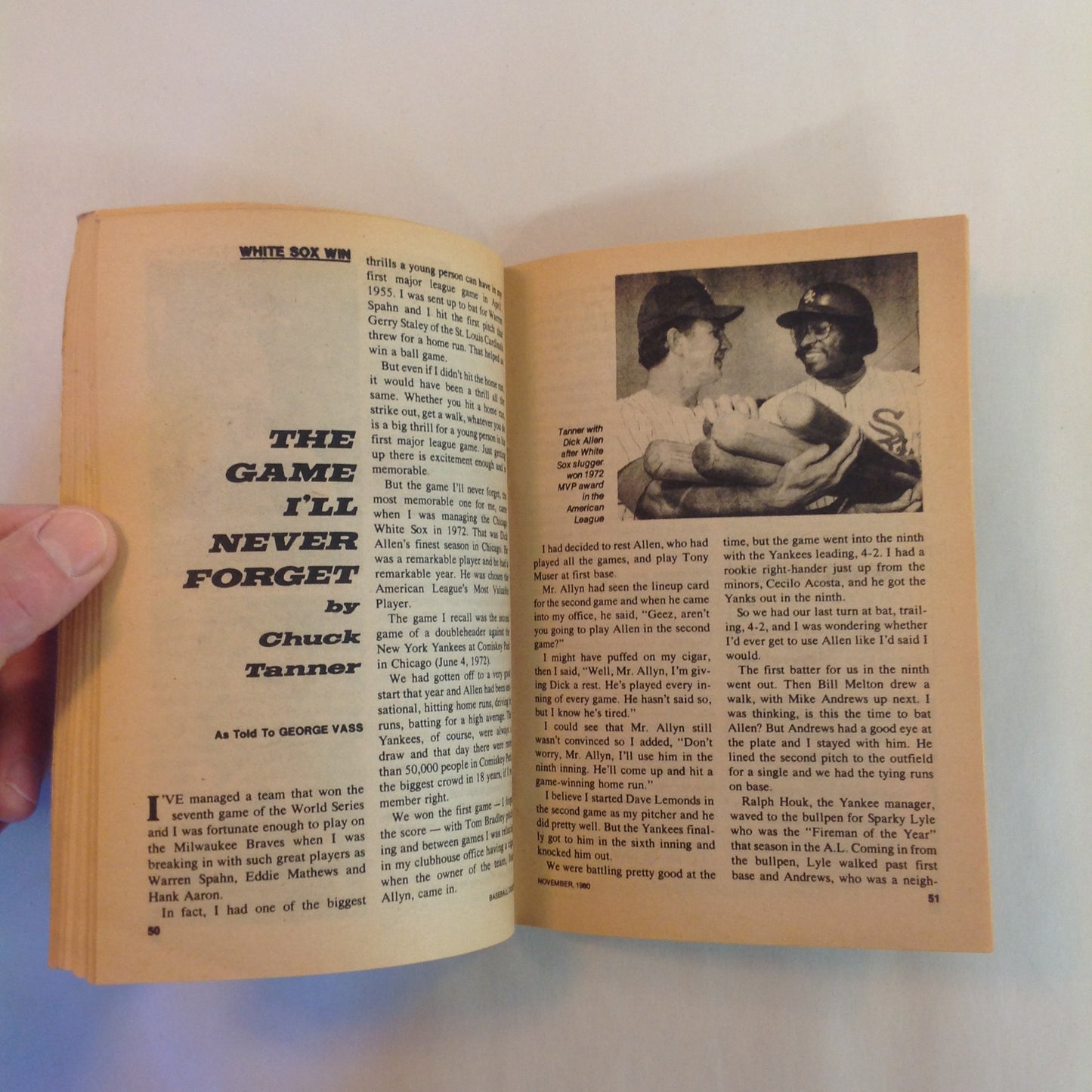 Vintage Nov 1980 Baseball Digest Magazine Joe Charboneau: A New Star Twinkles in Cleveland