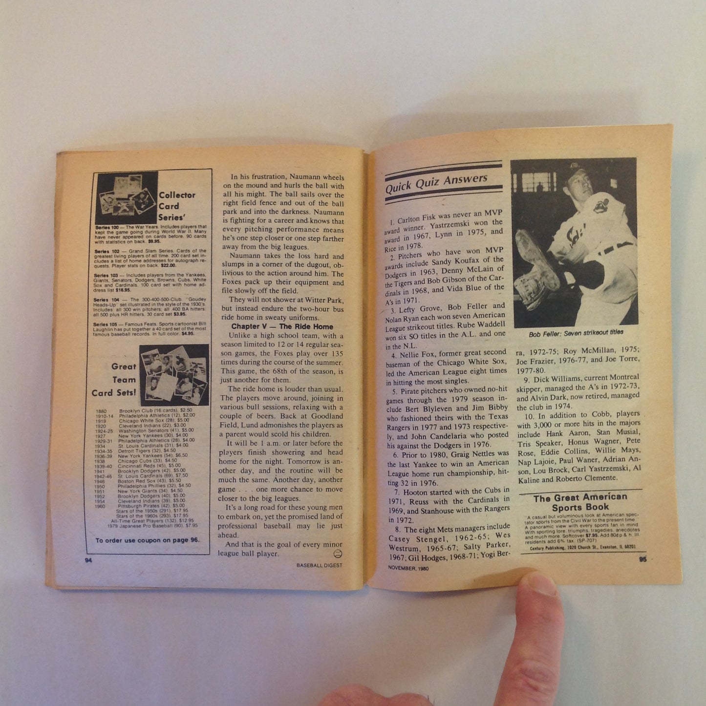 Vintage Nov 1980 Baseball Digest Magazine Joe Charboneau: A New Star Twinkles in Cleveland