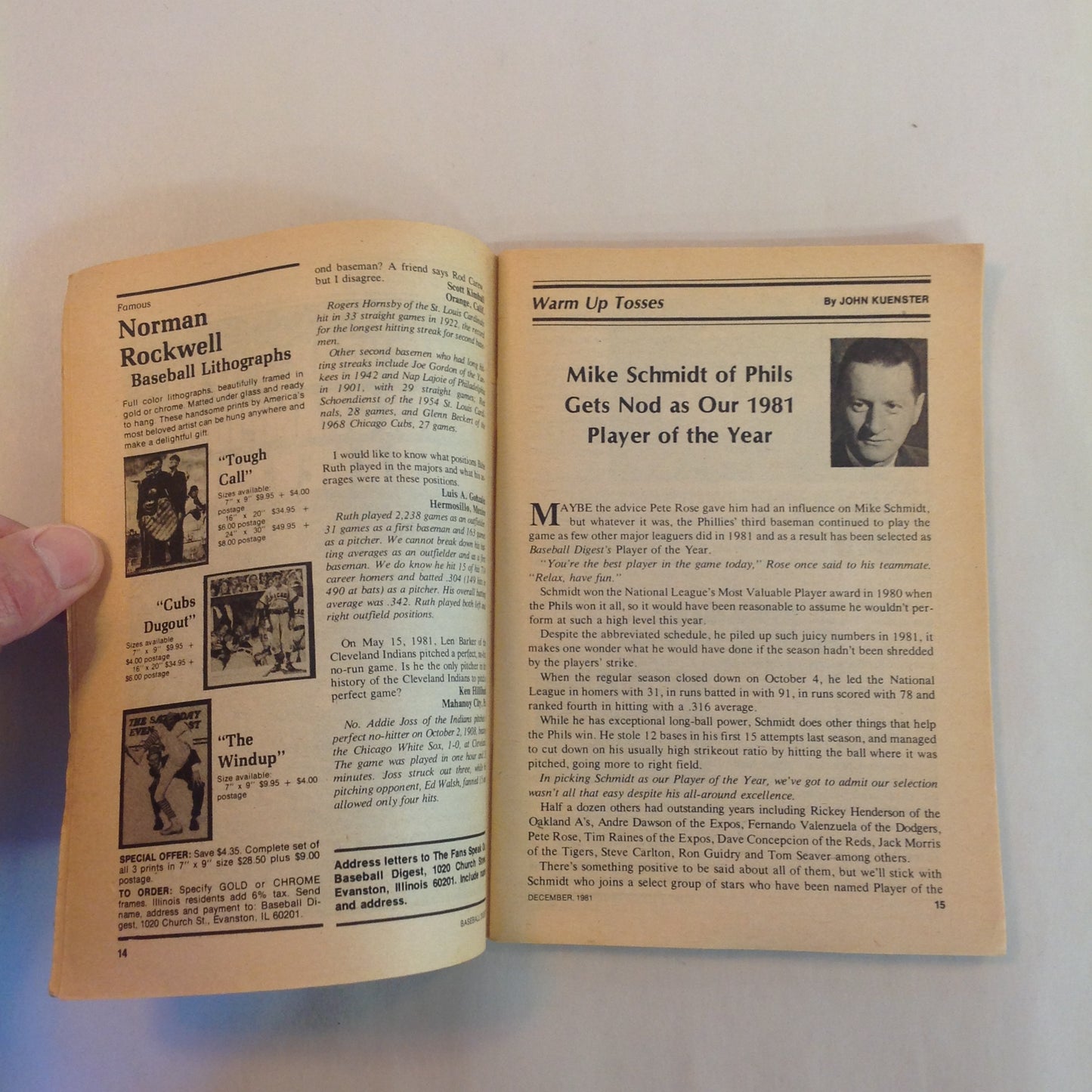 Vintage Dec 1981 Baseball Digest Magazine Tim Raines: Rookie Base-Stealing Phenom