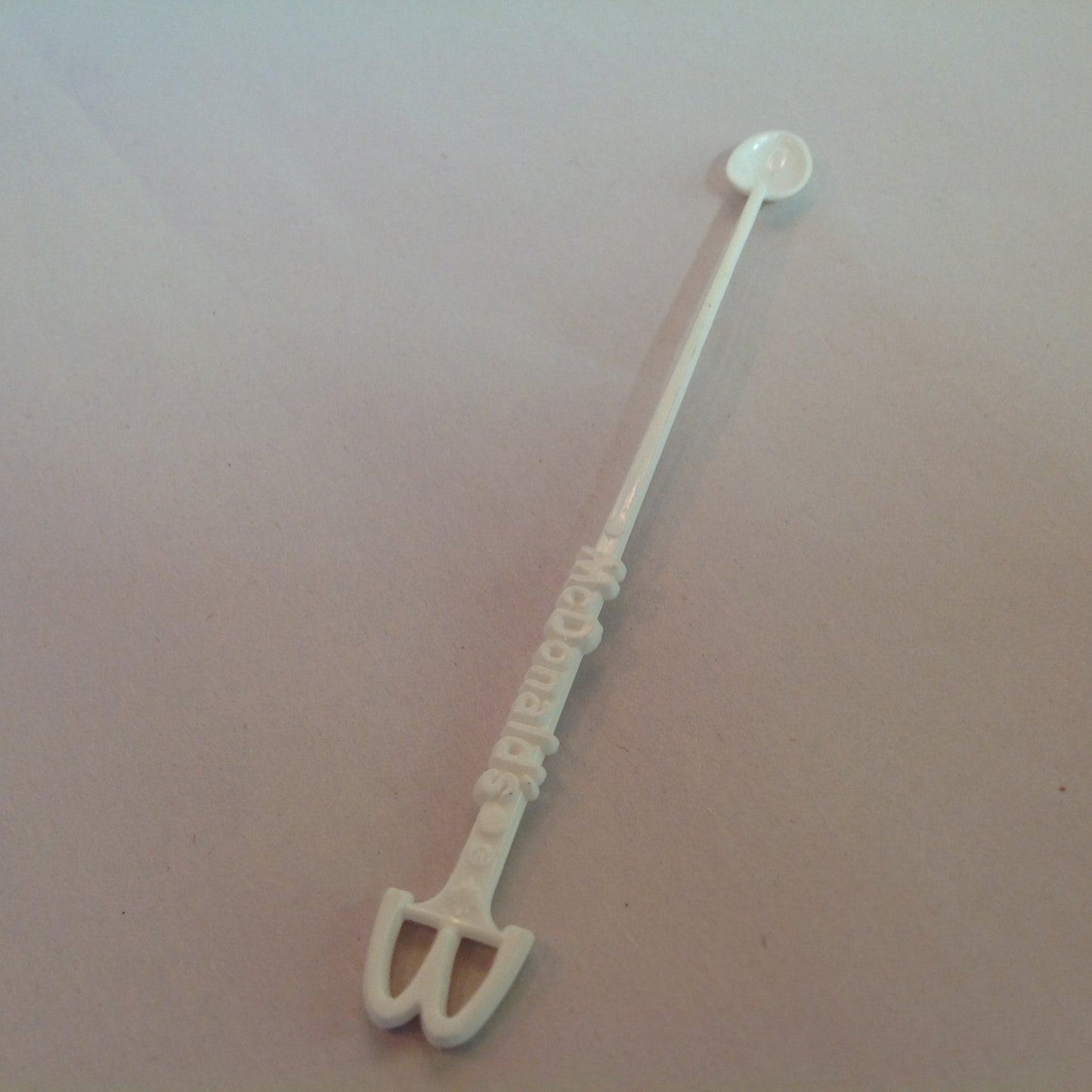 Vintage 1980's McDonald's White Plastic Sugar Spoon McSpoon Banned Creamer Coffee Stir Stick Logo Arch