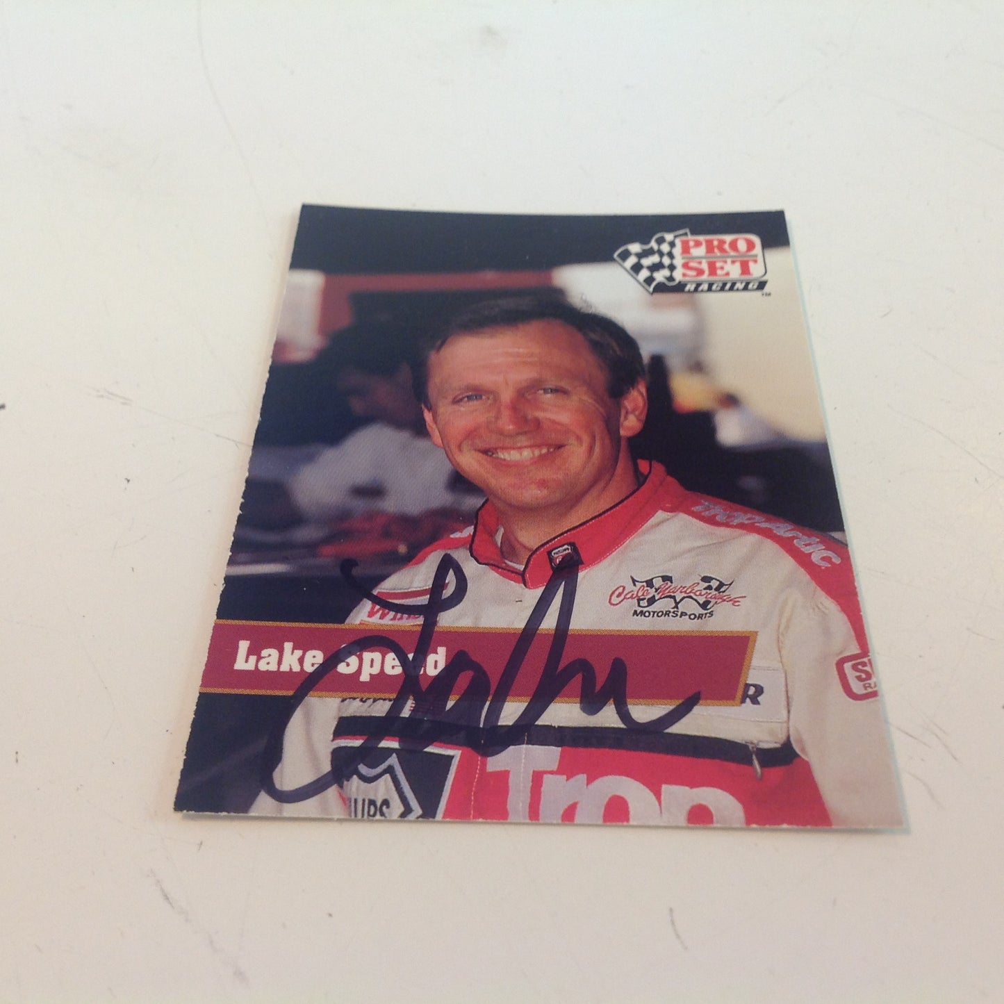 Vintage 1991 Pro Set Racing Signed Trading Card Lake Speed NASCAR Autographed