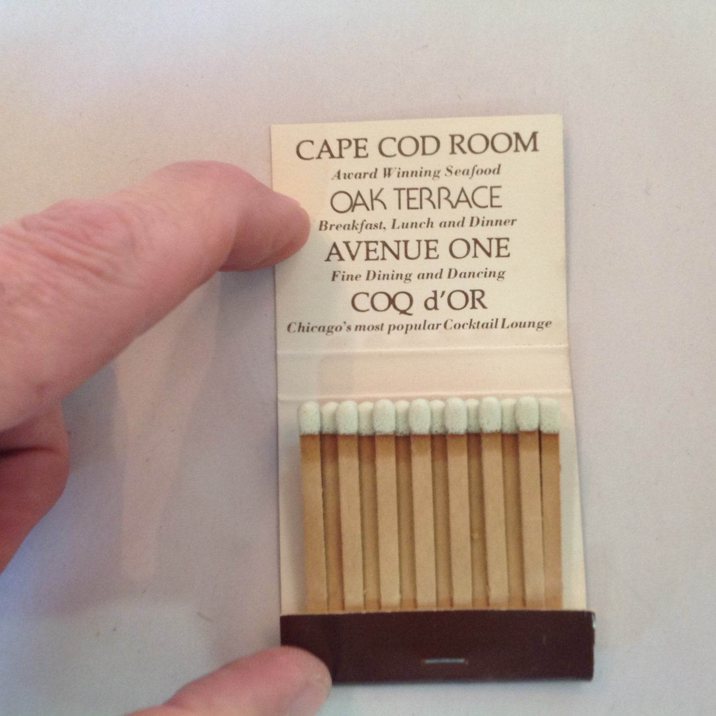 Vintage Souvenir Matchbook The Drake Chicago Cape Cod Room Oak Terrace Ave One