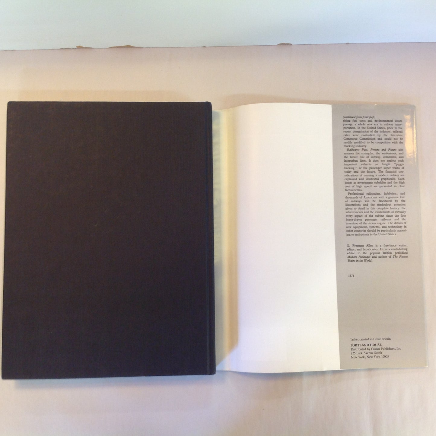 Vintage 1987 Pictorial Hardcover Railways: Past, Present & Future G. Freeman Allan