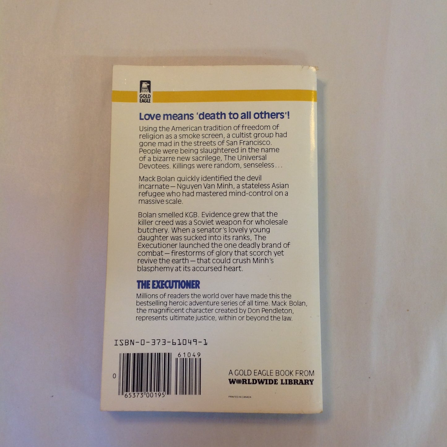 Vintage 1983 Mass Market Paperback Mack Bolan The Executioner 49: Doomsday Disciples Don Pendleton