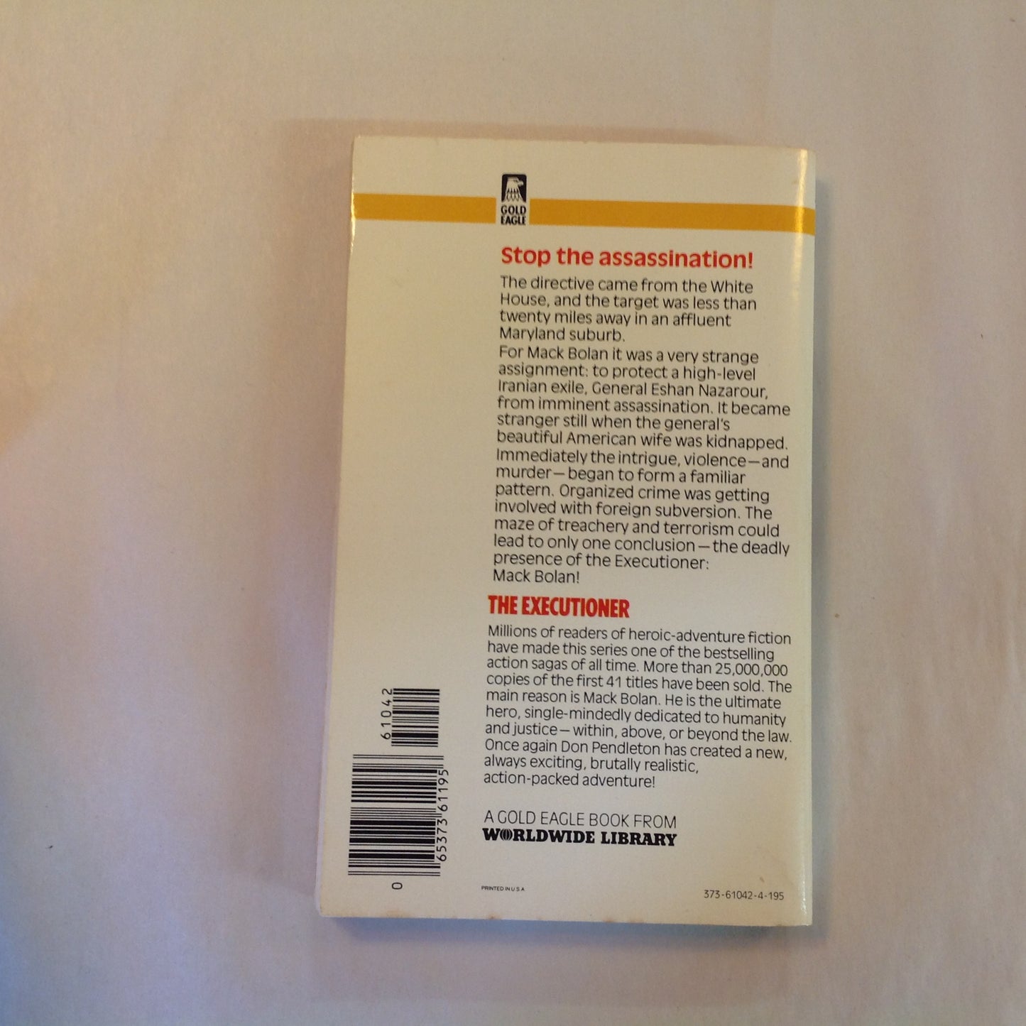 Vintage 1982 Mass Market Paperback Mack Bolan The Executioner 42: The Iranian Hit Don Pendleton