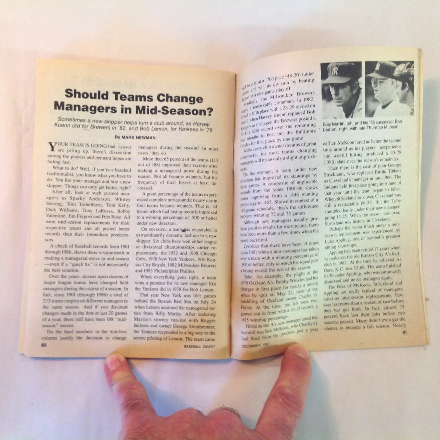 Vintage Dec 1987 Baseball Digest Magazine 1987 Rookie All-Star Team Mike Dunne Kevin Seitzer The Royals' Prize Freshman