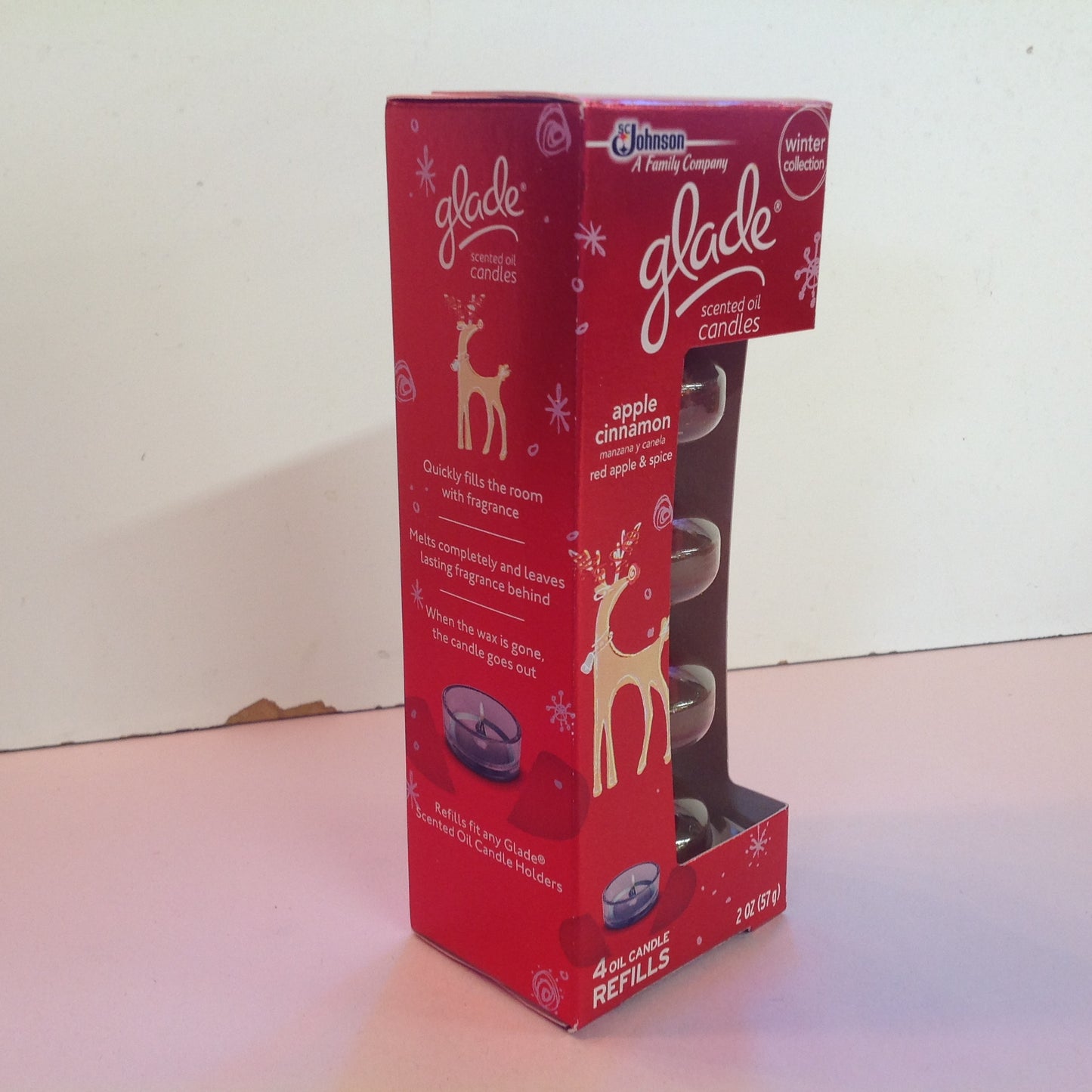 2012 NOS SC Johnson Glade Scented Oil Candles 4 Pack Refills Apple Cinnamon Holiday Scent