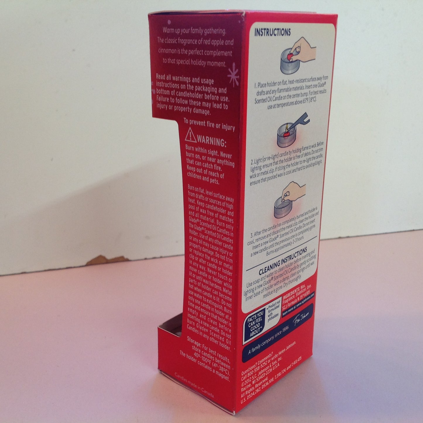 2012 NOS SC Johnson Glade Scented Oil Candles 4 Pack Refills Apple Cinnamon Holiday Scent