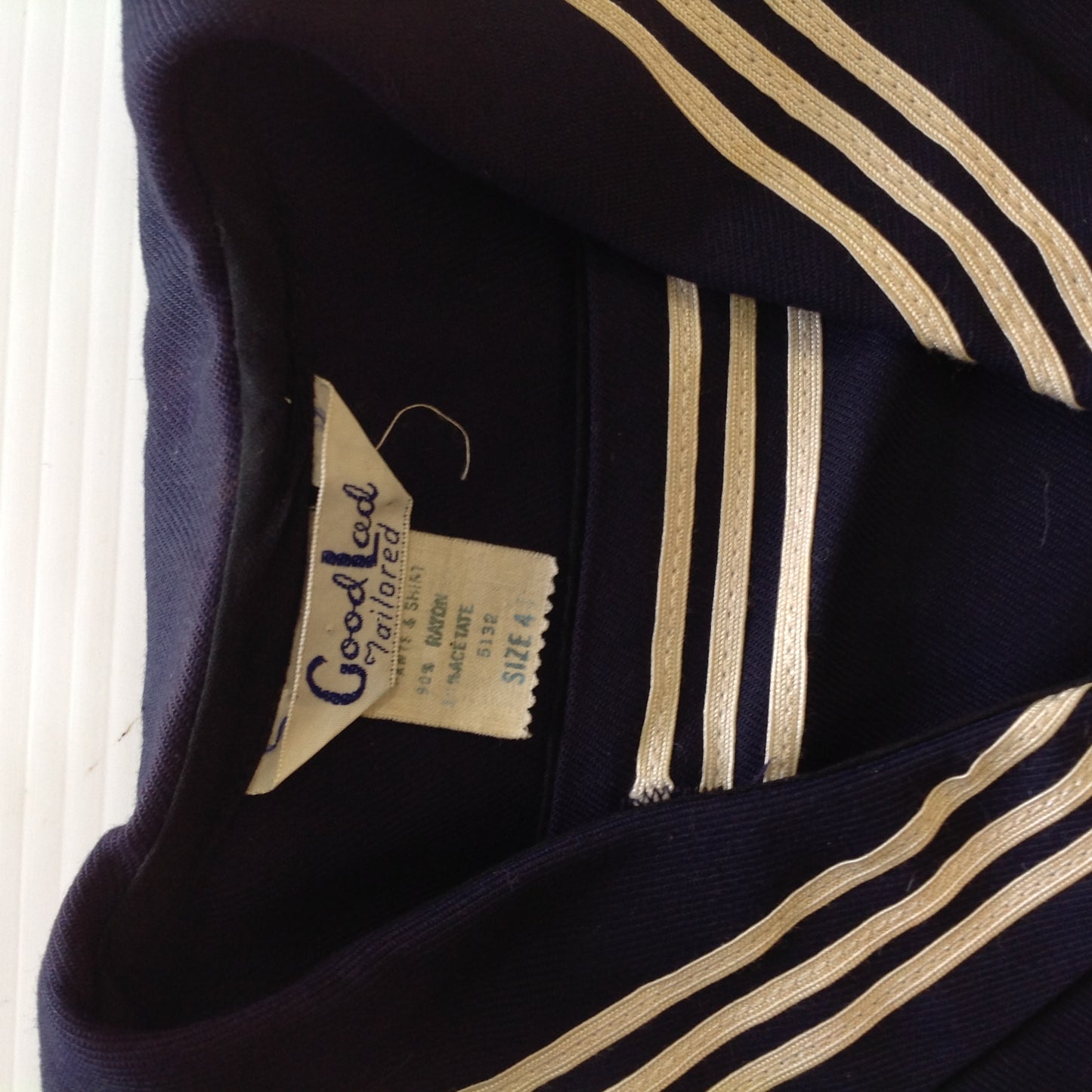 Vintage Good Lad Tailored Rayon Blue Child's Navy Uniform Sailor Shirt Suspender Pants Tie
