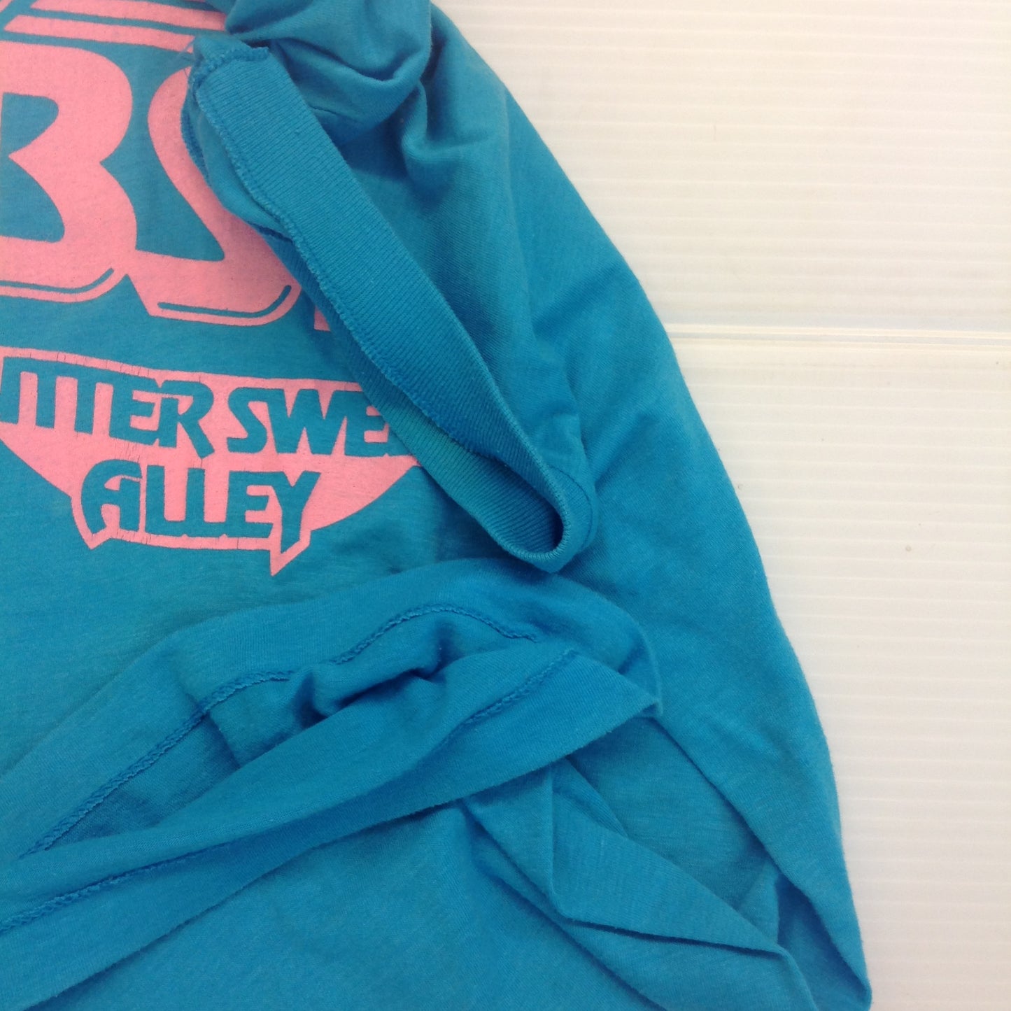 Vintage 1980's Screen Stars Medium Sleeveless T-Shirt Turquoise Pink BSA Bitter Sweet Alley Band