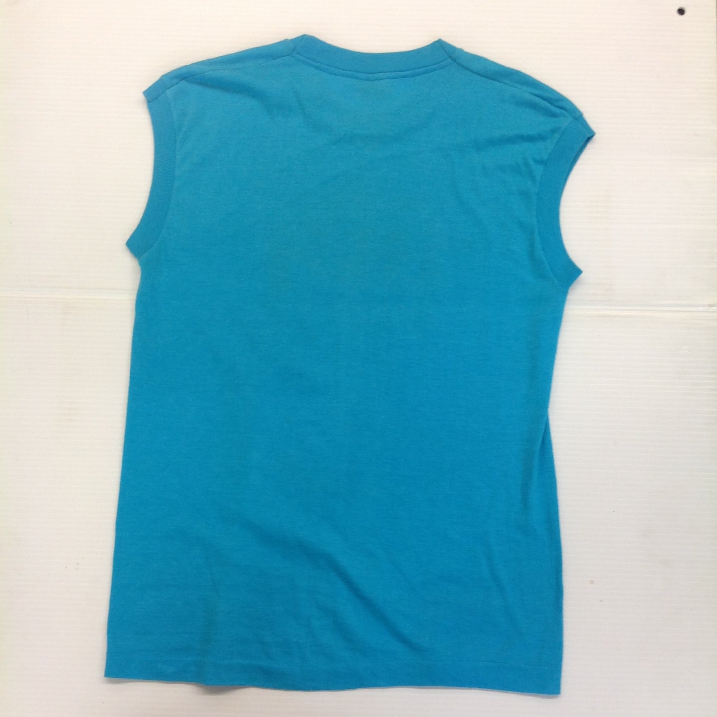 Vintage 1980's Screen Stars Medium Sleeveless T-Shirt Turquoise Pink BSA Bitter Sweet Alley Band